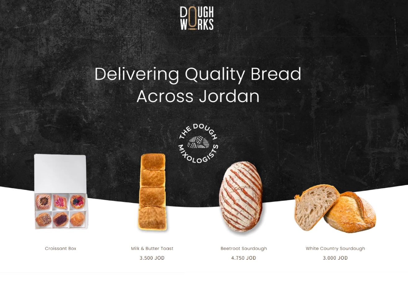 Dough Works bakery subscription portal homepage screenshot