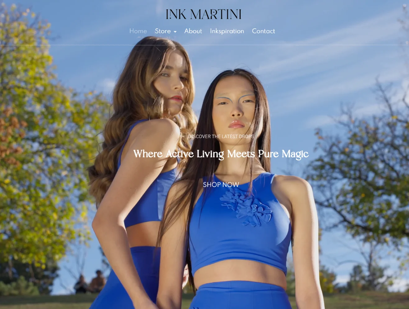 Ink Martini activewear storefront homepage screenshot