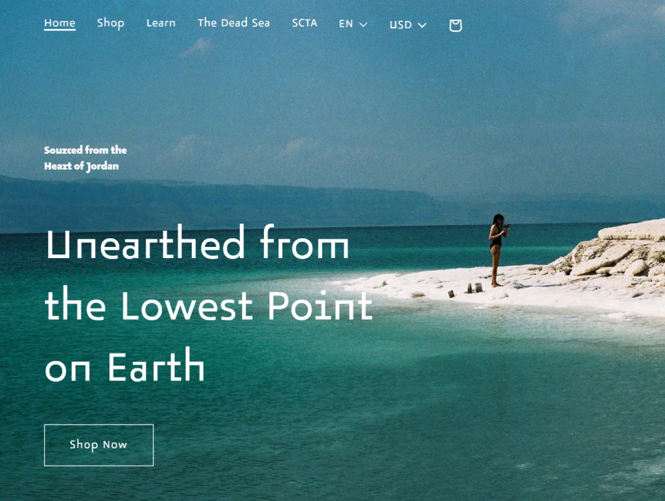 Numeira Dead Sea minerals storefront homepage