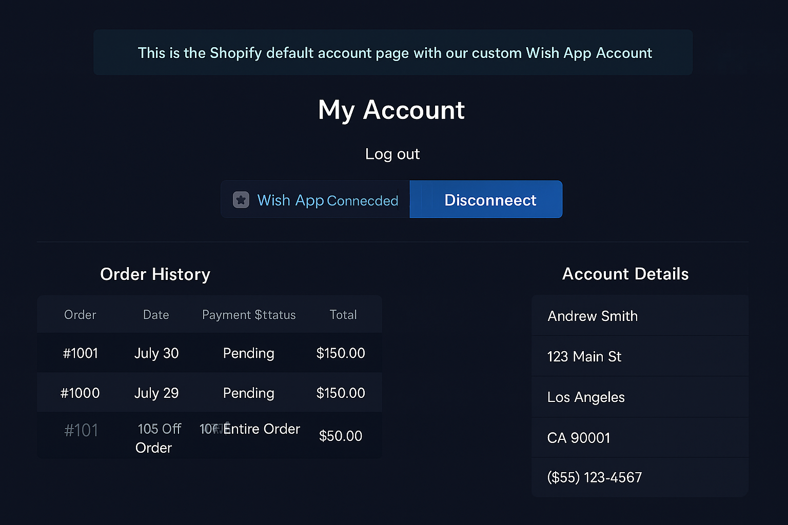 Connected Status Screen